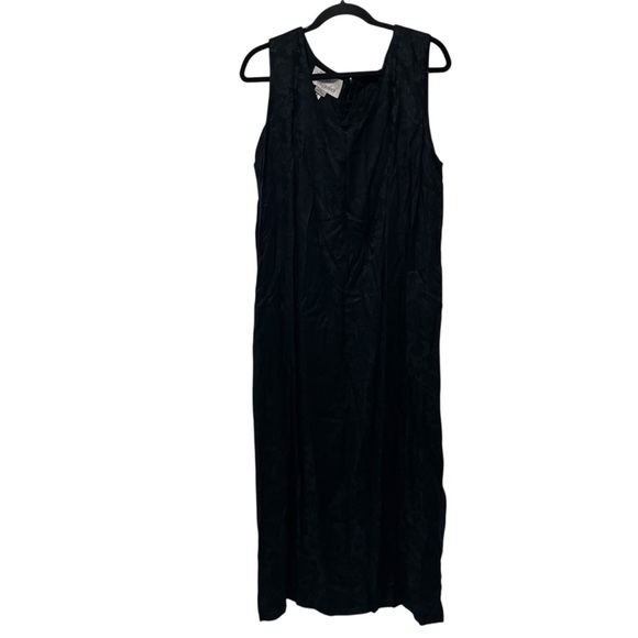 Vintage Dresses & Skirts - Vintage Sarah Elizabeth 1990s Black Rose Jacquard Sleeveless Rayon Maxi Dress